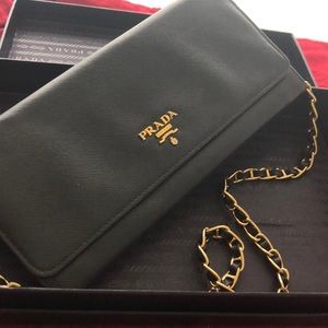 Prada Saffiano Leather Wallet on a Chain